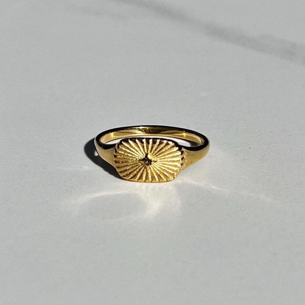 New! “Zeina” Ribbed Gold Ring - Picture 4 of 7